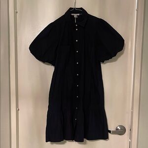 Elegant Blue Puff Sleeve Dress